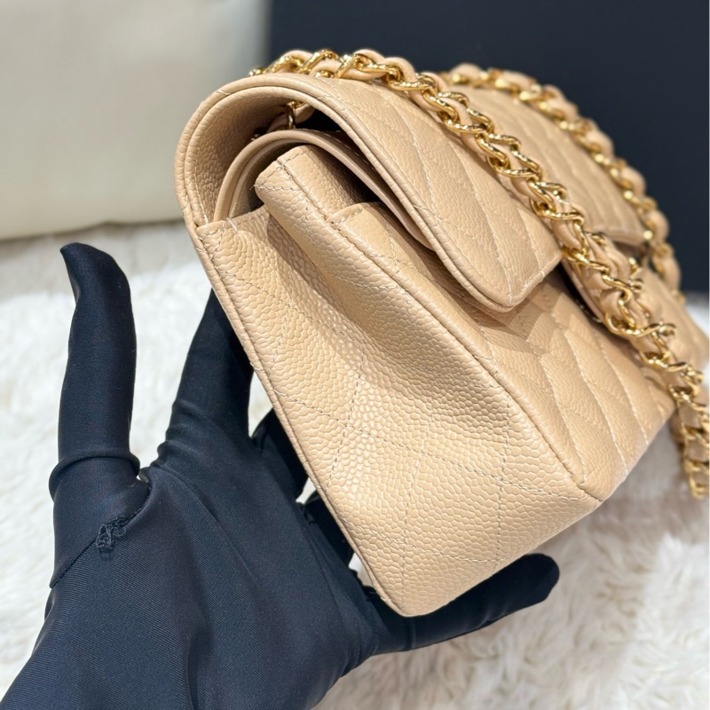 Chanel香奈兒CF小號+奶茶色荔枝紋牛皮+金扣鏈條包+芯片款-2