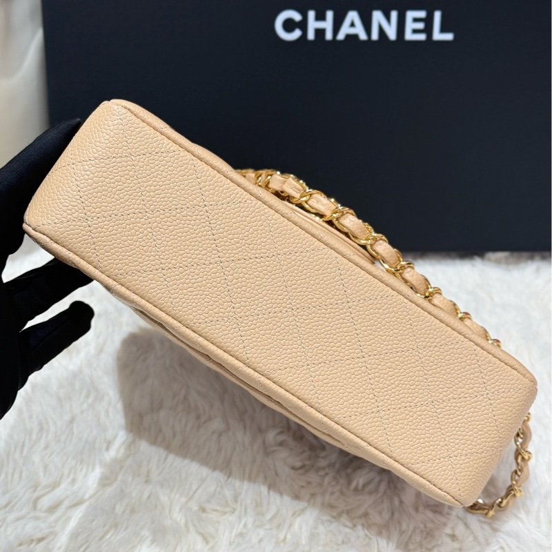 Chanel香奈兒CF小號+奶茶色荔枝紋牛皮+金扣鏈條包+芯片款-4