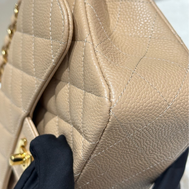 Chanel香奈兒CF小號+奶茶色荔枝紋牛皮+金扣鏈條包+芯片款-7