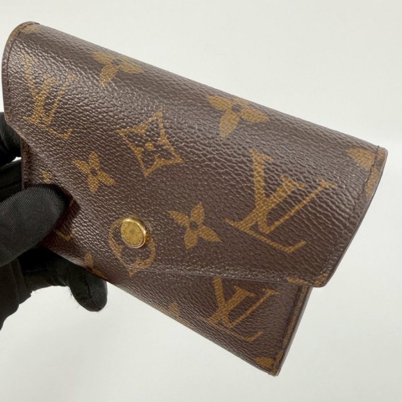 Louis Vuitton M62472老花金釦三折短夾-9