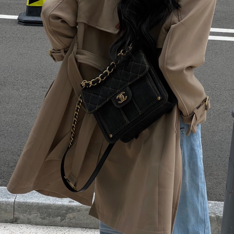 Chanel 絕版牛仔後背包-8
