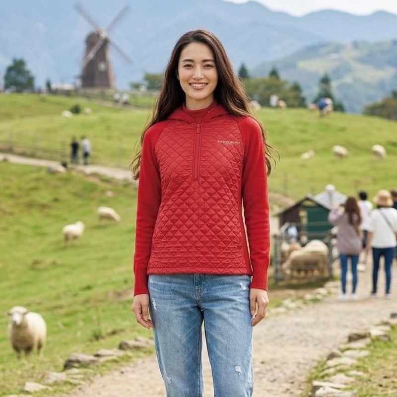 BURBERRY GOLF 連帽針織拼接衍縫字母束口拉鏈-0