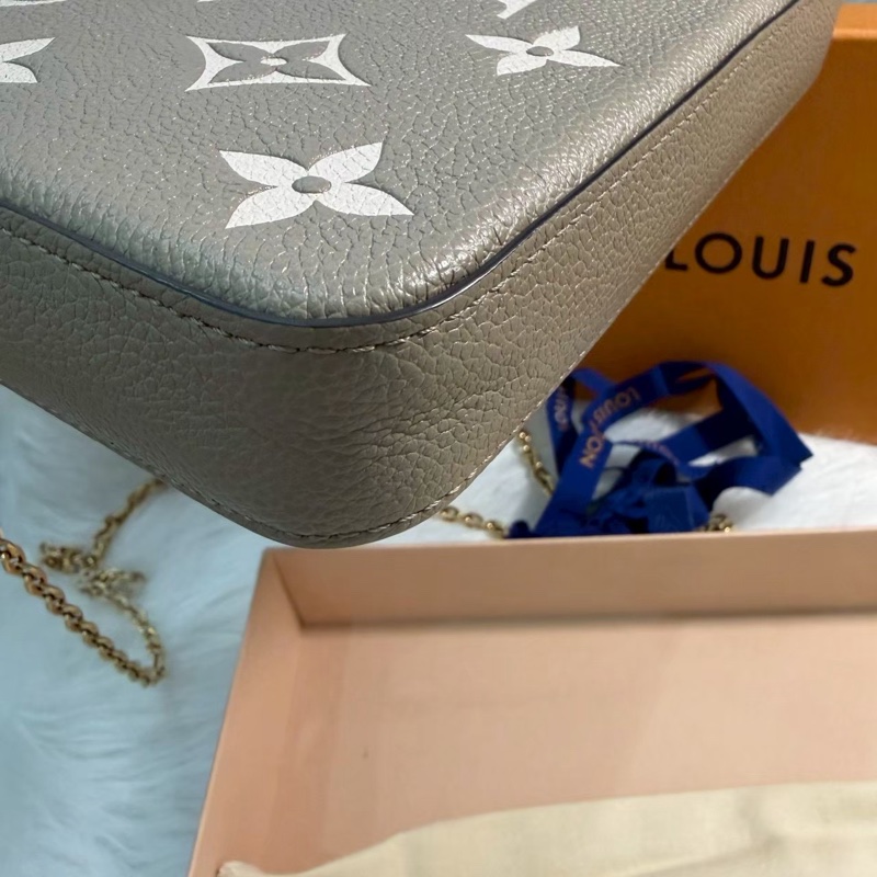 Louis Vuitton Monogram Empreinte 皮革斜背鏈帶包 肩背包Félicie Pochette M82610 斑鳩灰色 / 奶油色-7