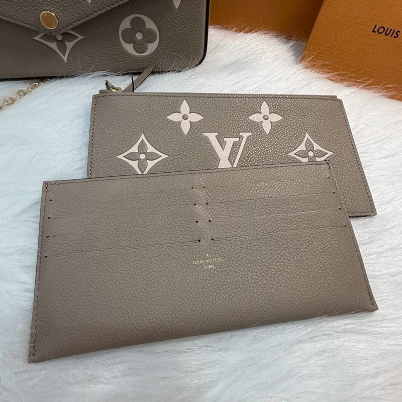 Louis Vuitton Monogram Empreinte 皮革斜背鏈帶包 肩背包Félicie Pochette M82610 斑鳩灰色 / 奶油色-11