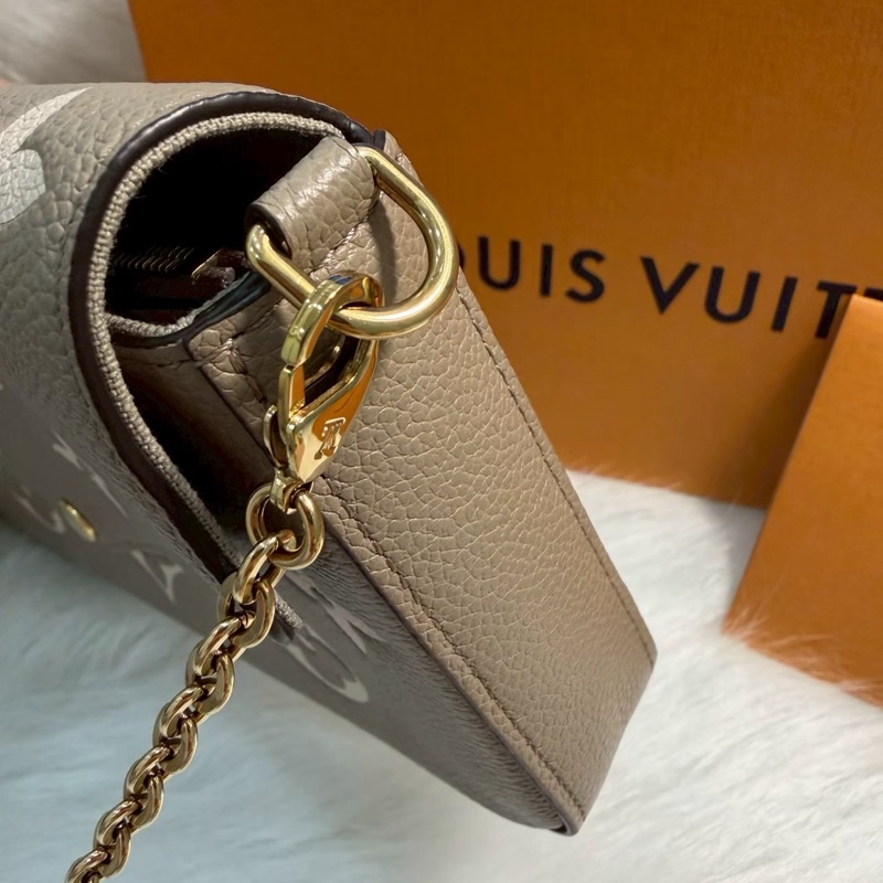 Louis Vuitton Monogram Empreinte 皮革斜背鏈帶包 肩背包Félicie Pochette M82610 斑鳩灰色 / 奶油色-13