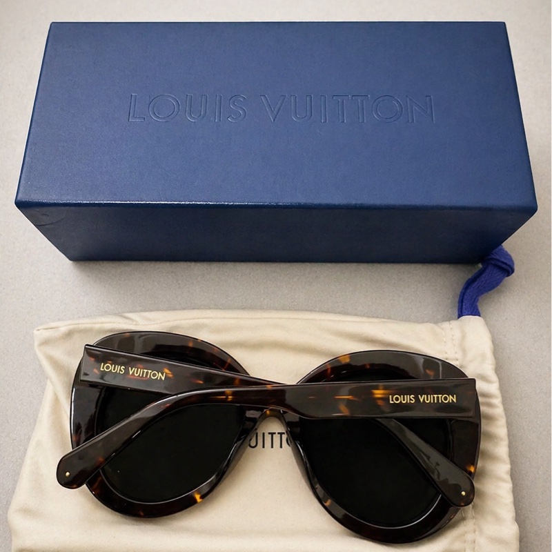 Louis Vuitton 貓眼玳瑁墨鏡-近全新-1