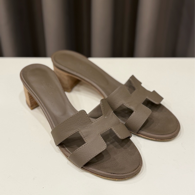 Hermes愛馬仕 經典oasis粗根涼鞋38半-0