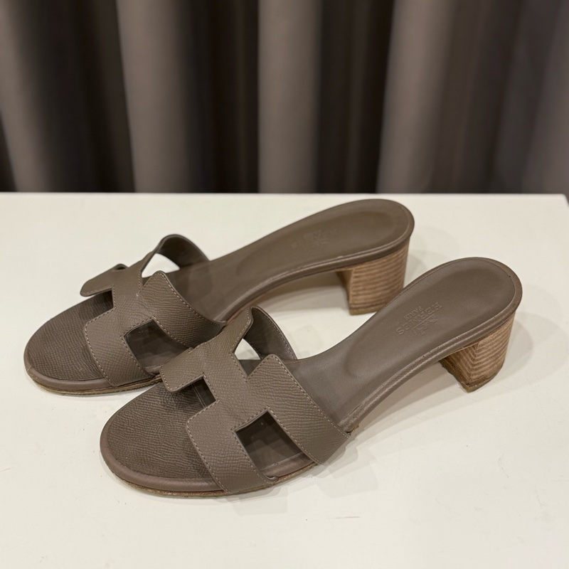 Hermes愛馬仕 經典oasis粗根涼鞋38半-2