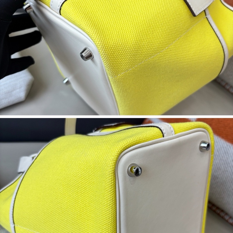 Hermes • Picotin 18 Nata Cargo 帆布拼皮檸檬黃銀釦 大全配附購證-8