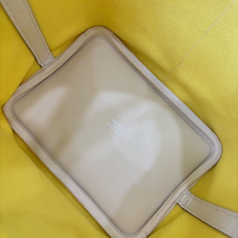 Hermes • Picotin 18 Nata Cargo 帆布拼皮檸檬黃銀釦 大全配附購證-9