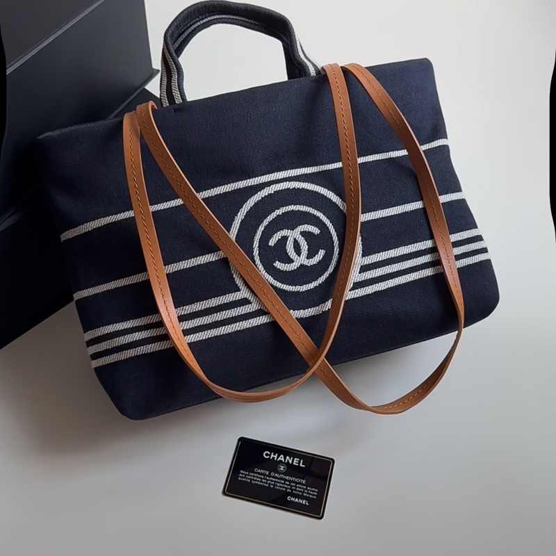Chanel • 海軍藍條紋沙灘包 小號-2