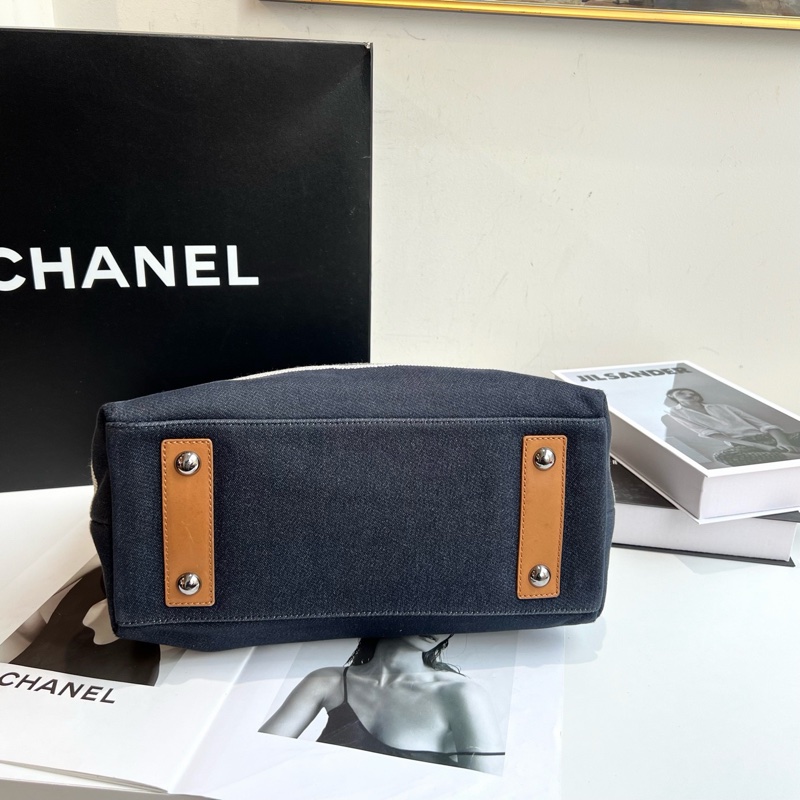 Chanel • 海軍藍條紋沙灘包 小號 附盒-8