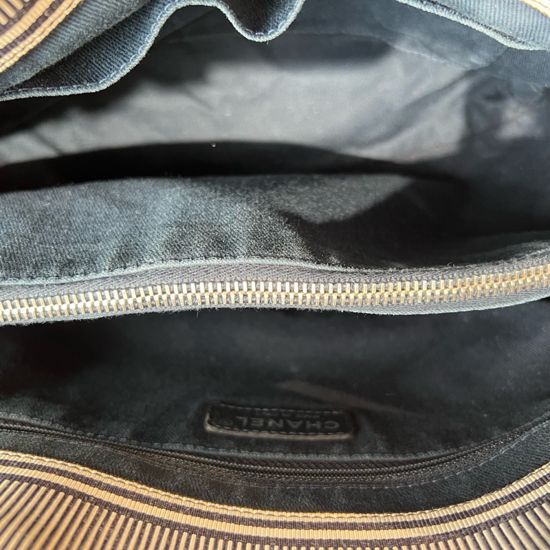 Chanel • 海軍藍條紋沙灘包 小號 附盒-9