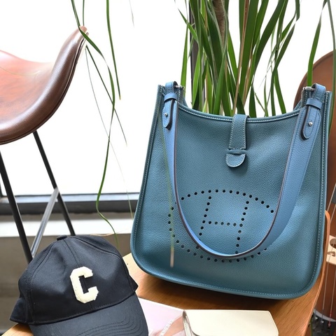 Hermes • Evelyne 29 牛仔藍銀釦 Tc皮 Blue Jean