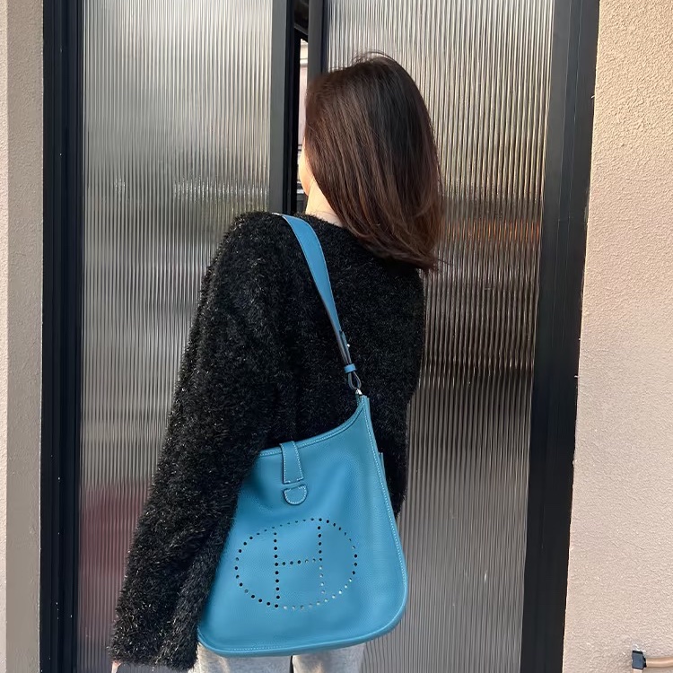 Hermes • Evelyne 29 牛仔藍銀釦 Tc皮 Blue Jean-4