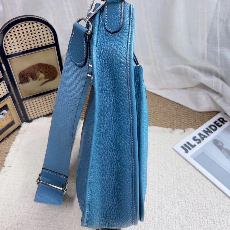 Hermes • Evelyne 29 牛仔藍銀釦 Tc皮 Blue Jean-7
