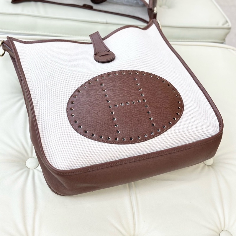 Hermes • Evelyne 29 烏木色銀釦拼帆布-5