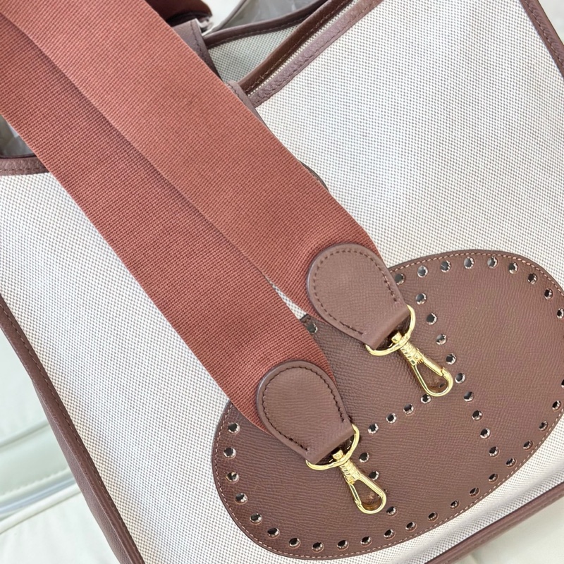 Hermes • Evelyne 29 烏木色銀釦拼帆布-7