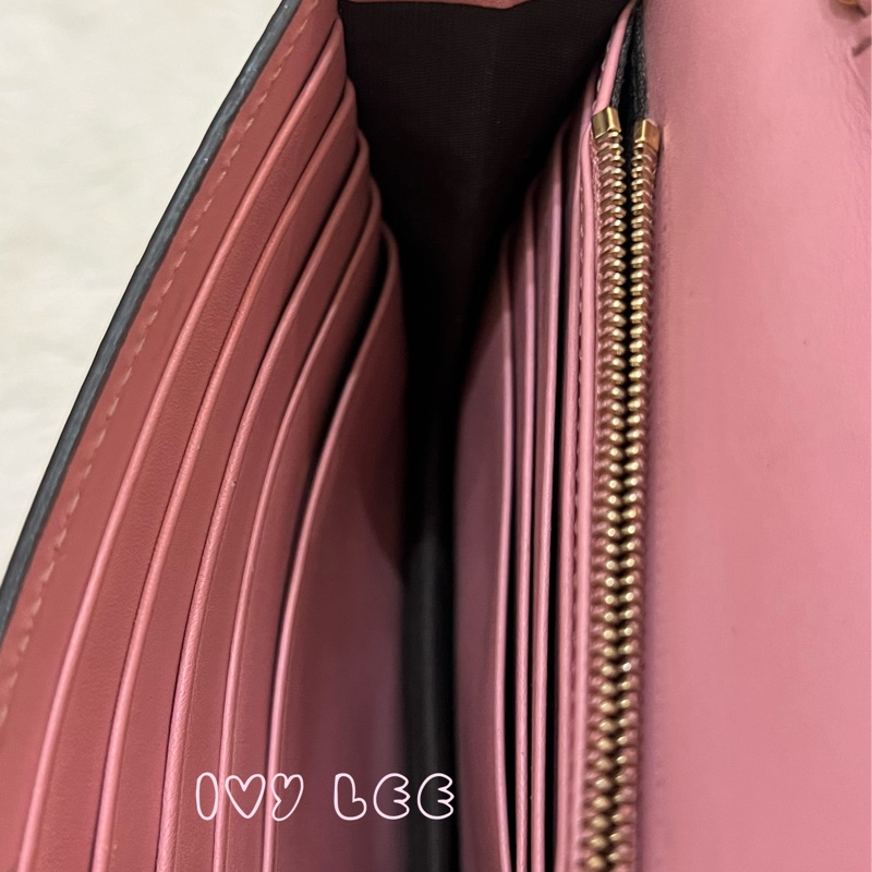 Gucci 牛皮 wallet on chain 金扣 粉紅 鏈條 斜背包 肩背包 409340 正品 二手商品-6