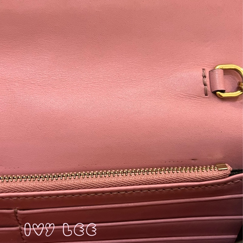 Gucci 牛皮 wallet on chain 金扣 粉紅 鏈條 斜背包 肩背包 409340 正品 二手商品-9