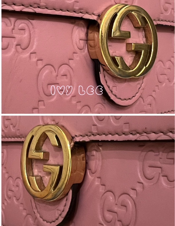 Gucci 牛皮 wallet on chain 金扣 粉紅 鏈條 斜背包 肩背包 409340 正品 二手商品-17