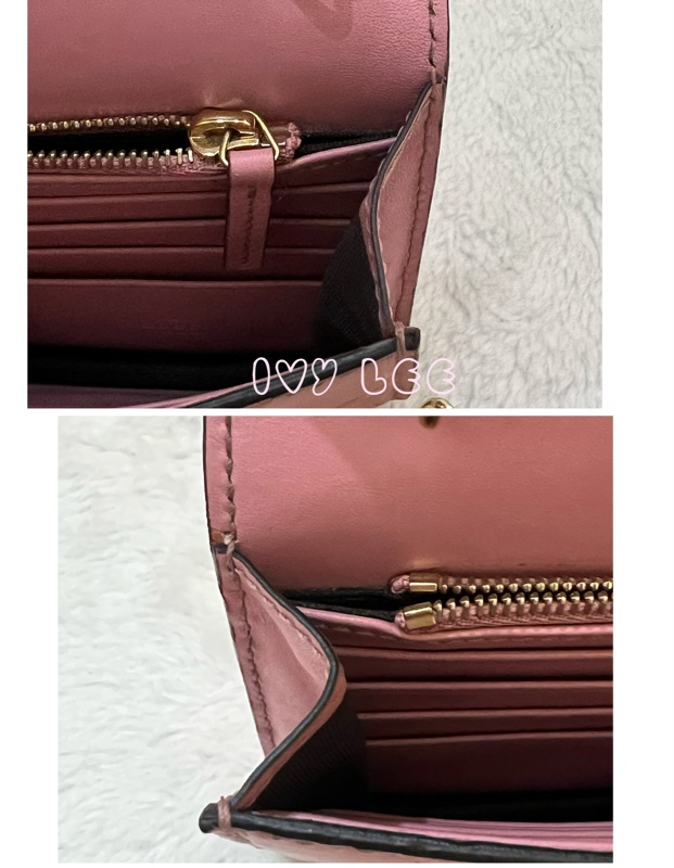 Gucci 牛皮 wallet on chain 金扣 粉紅 鏈條 斜背包 肩背包 409340 正品 二手商品-18