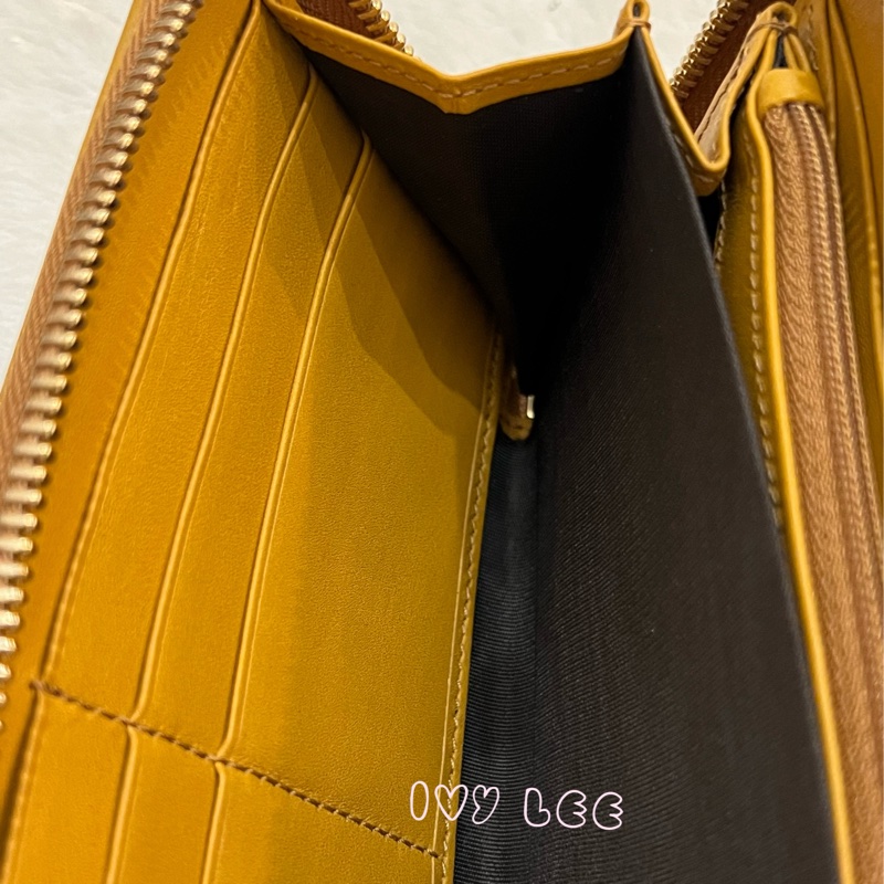 GUCCI 308012  ㄇ型拉鍊 GG壓紋 長夾 黃 正品 二手精品-5