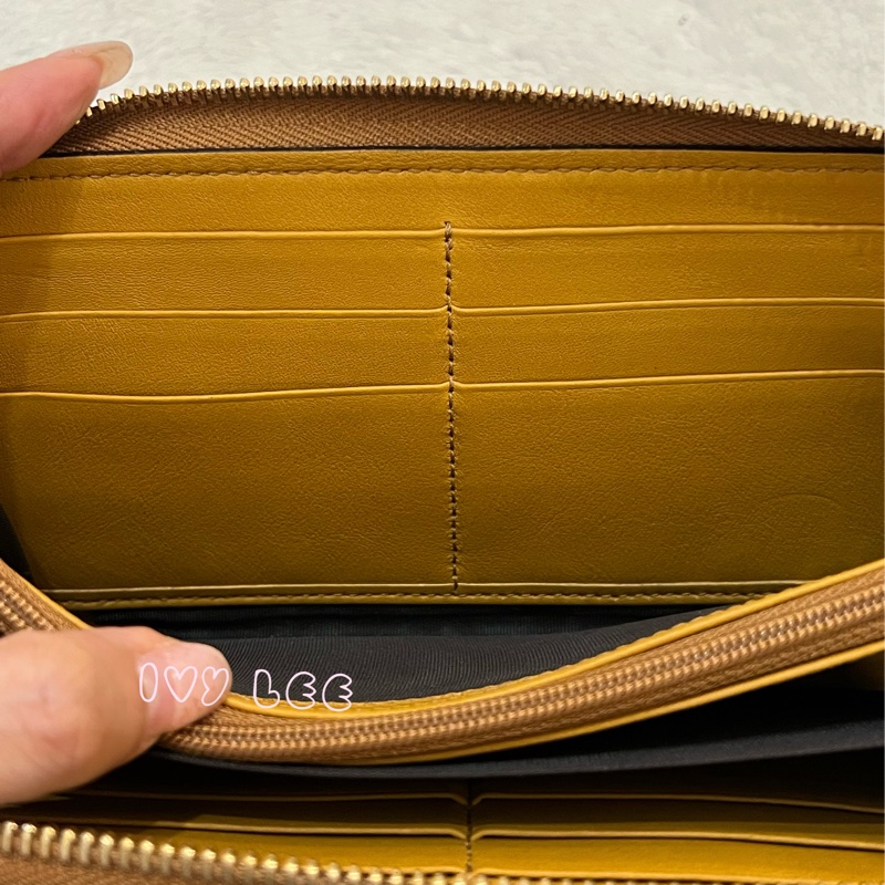 GUCCI 308012  ㄇ型拉鍊 GG壓紋 長夾 黃 正品 二手精品-8