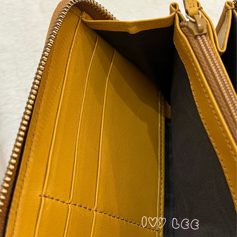 GUCCI 308012  ㄇ型拉鍊 GG壓紋 長夾 黃 正品 二手精品-9
