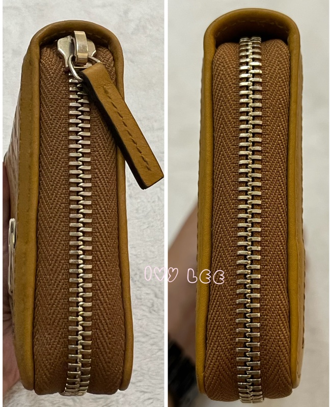 GUCCI 308012  ㄇ型拉鍊 GG壓紋 長夾 黃 正品 二手精品-12