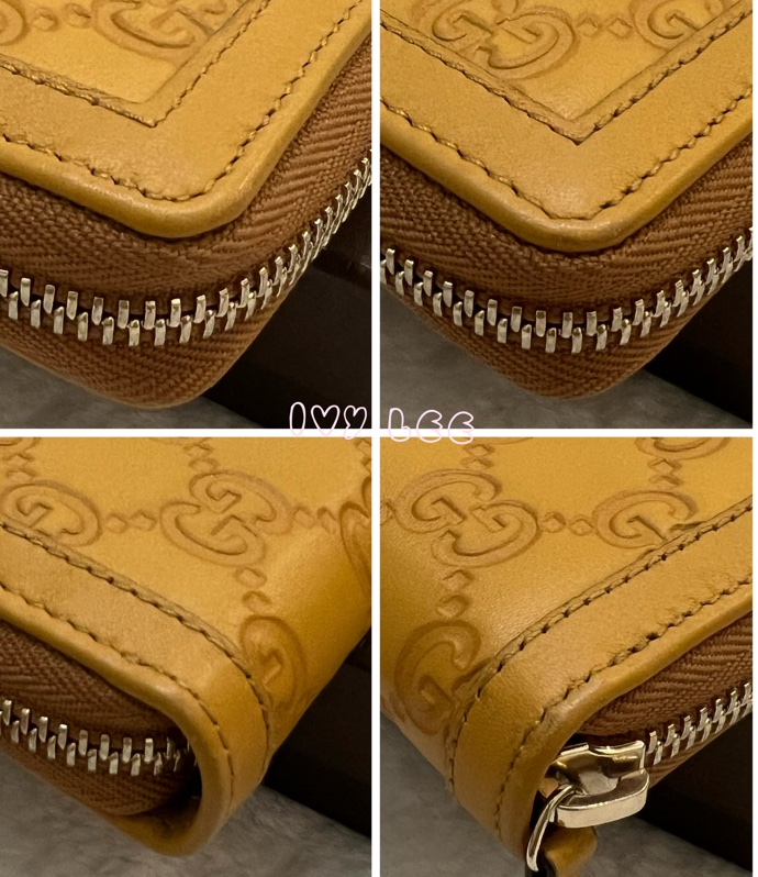 GUCCI 308012  ㄇ型拉鍊 GG壓紋 長夾 黃 正品 二手精品-13