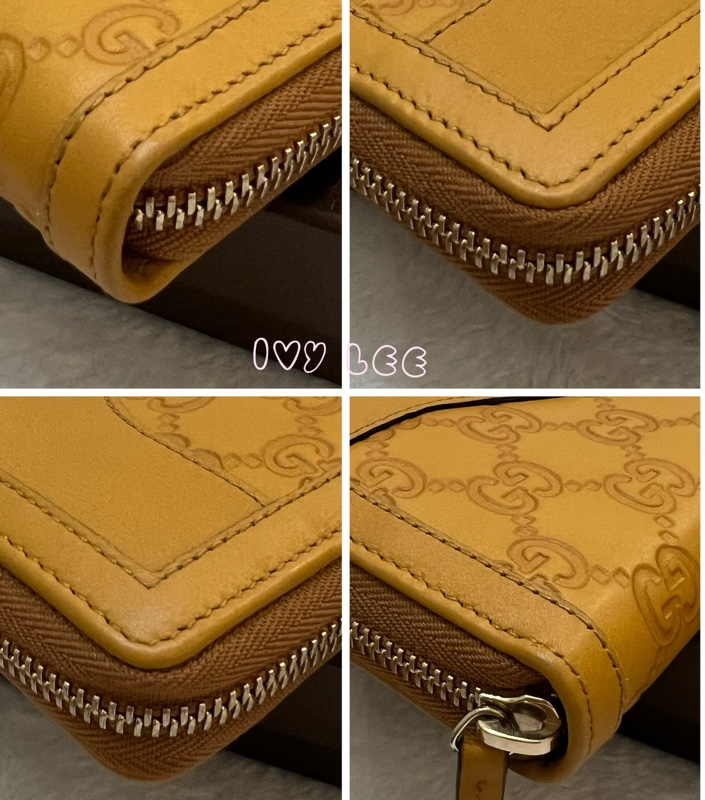 GUCCI 308012  ㄇ型拉鍊 GG壓紋 長夾 黃 正品 二手精品-14