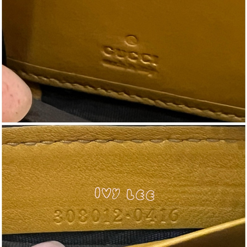 GUCCI 308012  ㄇ型拉鍊 GG壓紋 長夾 黃 正品 二手精品-16