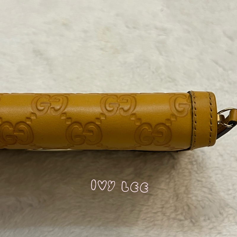 GUCCI 308012  ㄇ型拉鍊 GG壓紋 長夾 黃 正品 二手精品-18