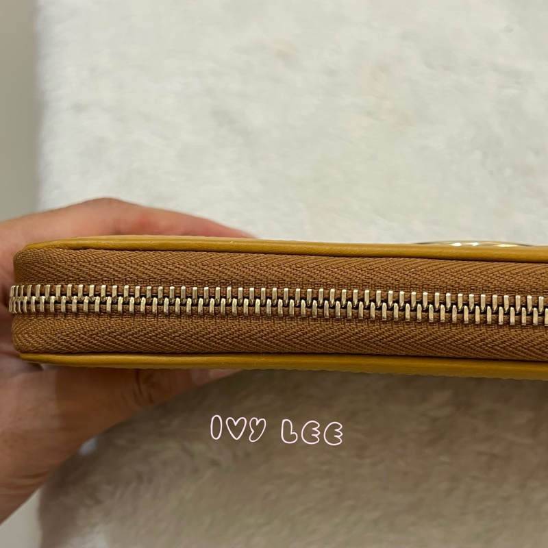 GUCCI 308012  ㄇ型拉鍊 GG壓紋 長夾 黃 正品 二手精品-19