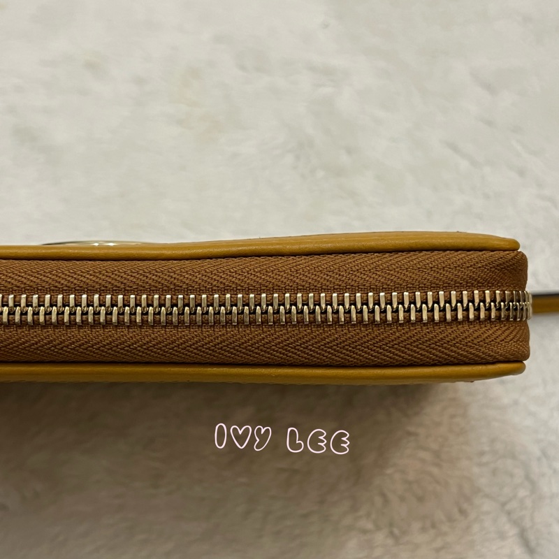 GUCCI 308012  ㄇ型拉鍊 GG壓紋 長夾 黃 正品 二手精品-20