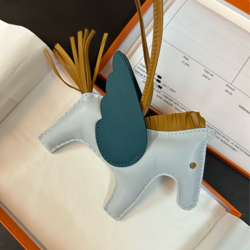 Hermes全新未使用 MM Rodeo 三拼色*藍色中尺寸飛馬-1