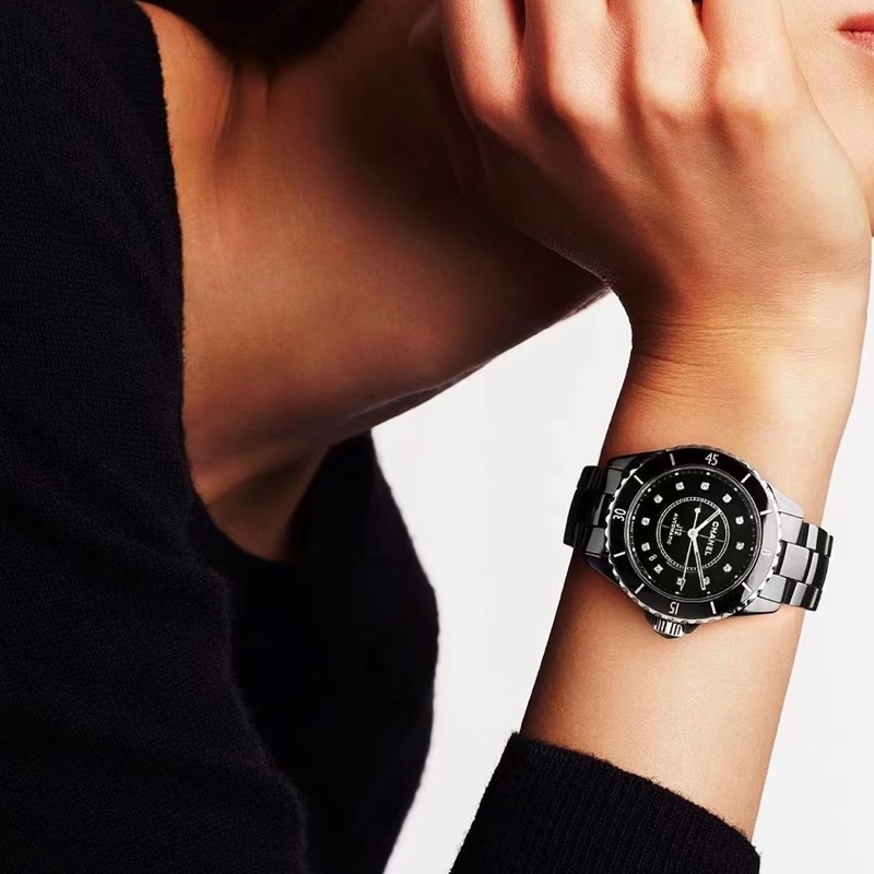 CHANEL香奈兒J12系列黑色滿鑽💎陶瓷自動機械表38mm⌚️-1