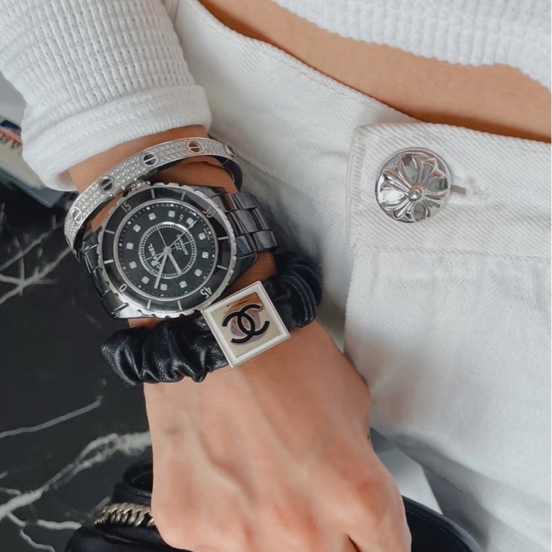 CHANEL香奈兒J12系列黑色滿鑽💎陶瓷自動機械表38mm⌚️-3