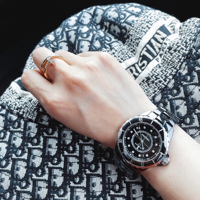 CHANEL香奈兒J12系列黑色滿鑽💎陶瓷自動機械表38mm⌚️-4