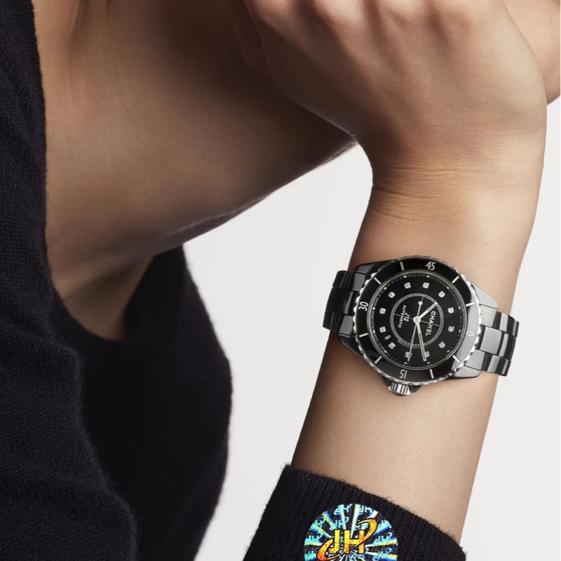 CHANEL香奈兒J12系列黑色滿鑽💎陶瓷自動機械表38mm⌚️-5