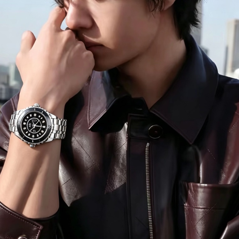 CHANEL香奈兒J12系列黑色滿鑽💎陶瓷自動機械表38mm⌚️-6