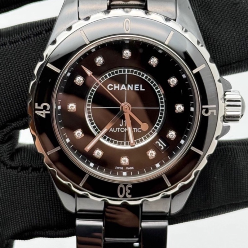 CHANEL香奈兒J12系列黑色滿鑽💎陶瓷自動機械表38mm⌚️-10