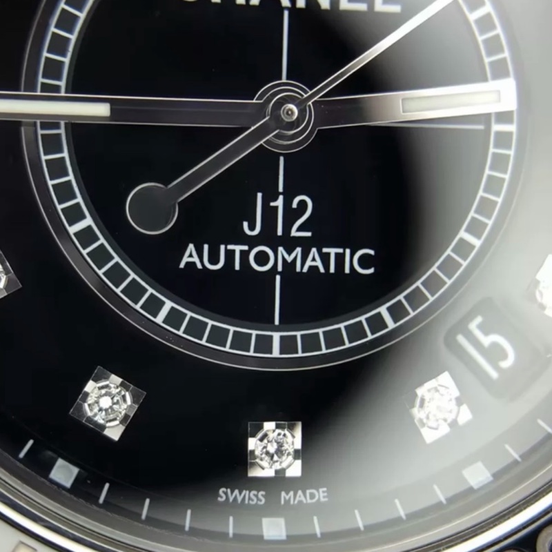CHANEL香奈兒J12系列黑色滿鑽💎陶瓷自動機械表38mm⌚️-19