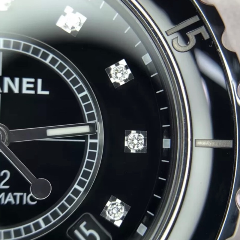 CHANEL香奈兒J12系列黑色滿鑽💎陶瓷自動機械表38mm⌚️-21