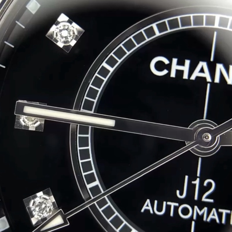CHANEL香奈兒J12系列黑色滿鑽💎陶瓷自動機械表38mm⌚️-26
