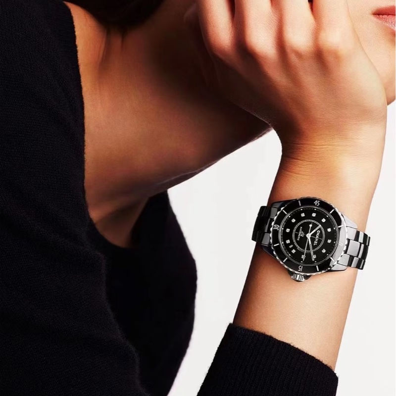 CHANEL香奈兒J12系列黑色滿鑽💎陶瓷自動機械表38mm⌚️-27