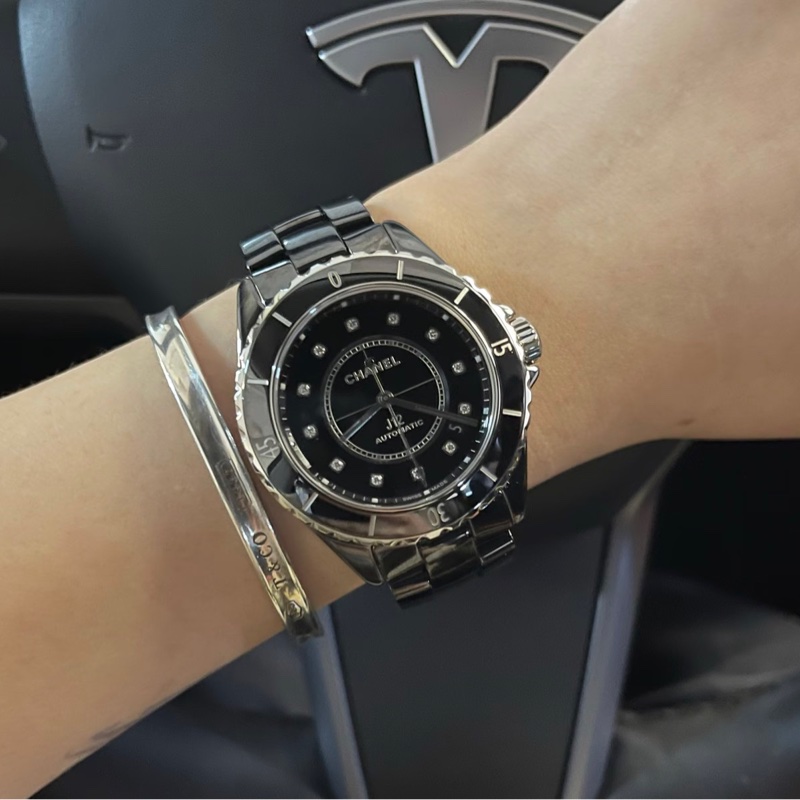 CHANEL香奈兒J12系列黑色滿鑽💎陶瓷自動機械表38mm⌚️-28