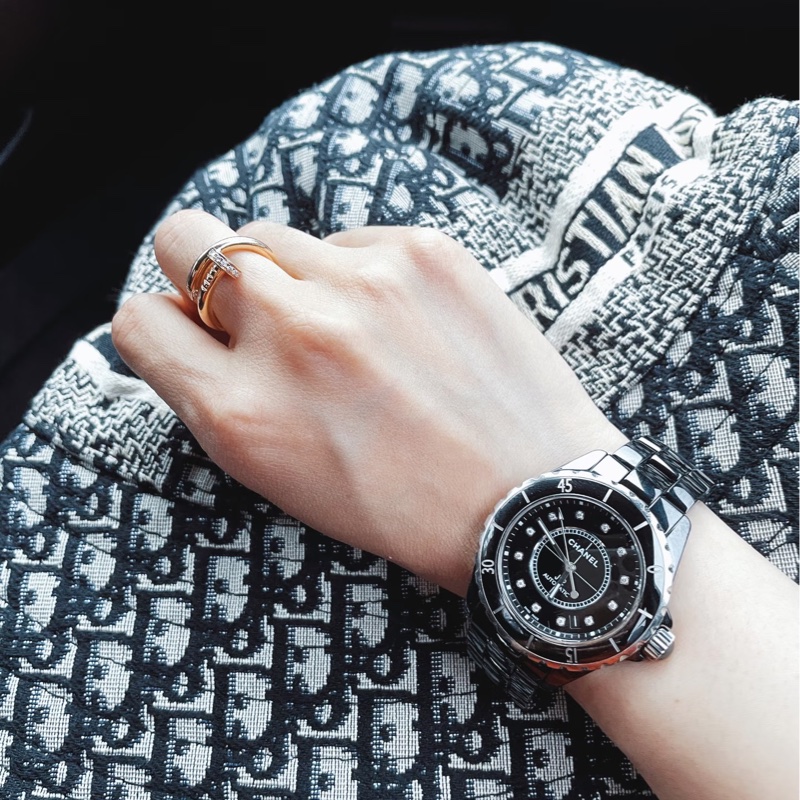 CHANEL香奈兒J12系列黑色滿鑽💎陶瓷自動機械表38mm⌚️-33