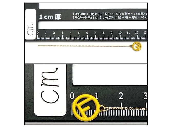 FENDI 黃色 珐朗 墜飾耳環 耳針 耳飾 耳釘-7